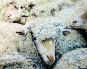 Sheep Print Rustic Farmhouse My Favourite Sheep Giclee Print of  Watercolour and Ink Painting on Watercolour Paper Sheep