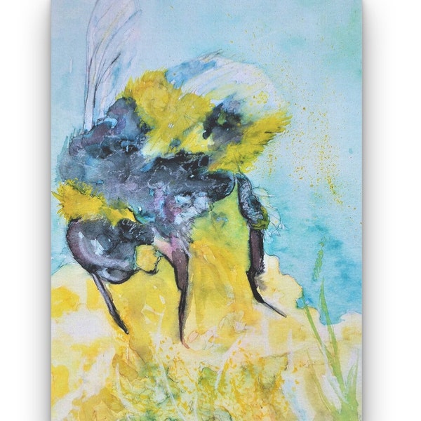 Bumble Bee Print Choose Paper/Canvas different sizes Watercolour Bee Morena Artina Fine Art