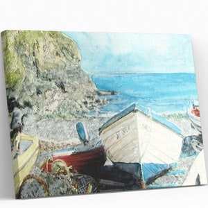 Cadgwith Cove Boote Druck Leinwand / Papier verschiedene Größen Cornish Meer Morena Artina Fine Art Landschaft