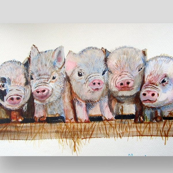 Micro Piglets Pigs Print different sizes Canvas / Paper Morena Artina Fine Art  Artist piggies baby hogs