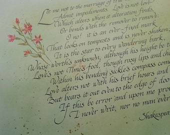 Calligraphed Shakespeare Sonnet 116