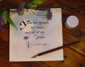Hand Calligraphy - eecummings - Calligraphy Poem - Wall Art - Illustration