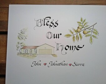 Bless Our Home - Hand Calligraphy - Family Motto