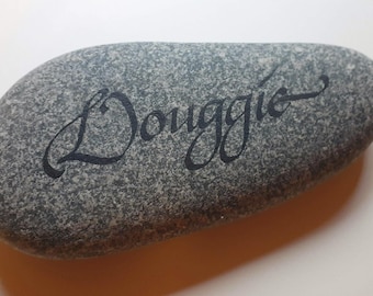 Custom Calligraphy Stone: Beach Pebble Place Setting, Wedding Favor