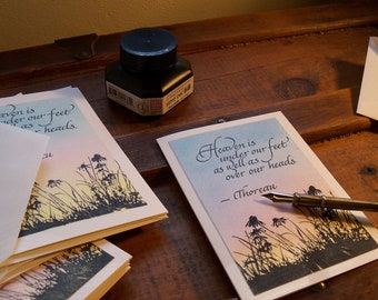 Handmade Sympathy Card Set: Thoreau Quote, Calligraphy Cards