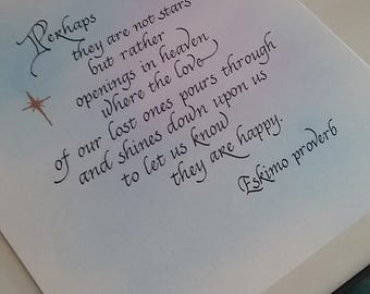 Eskimo Star Proverb in Hand Calligraphy - Sympathy - Encouragement - Wall Art