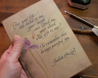 Hand Calligraphy Sympathy Card: Watercolor Iris Bereavement Note