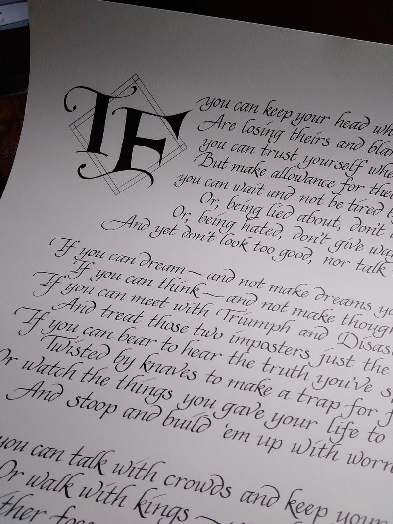IF Poem - Hand Calligraphy Poem Print - Etsy