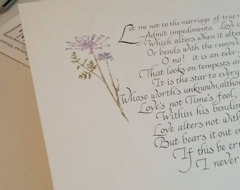 Shakespeare Sonnet 116  Custom Calligraphed 11 x 14
