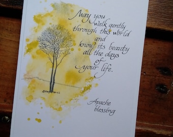 Handmade Greeting Card with Calligraphy Quote