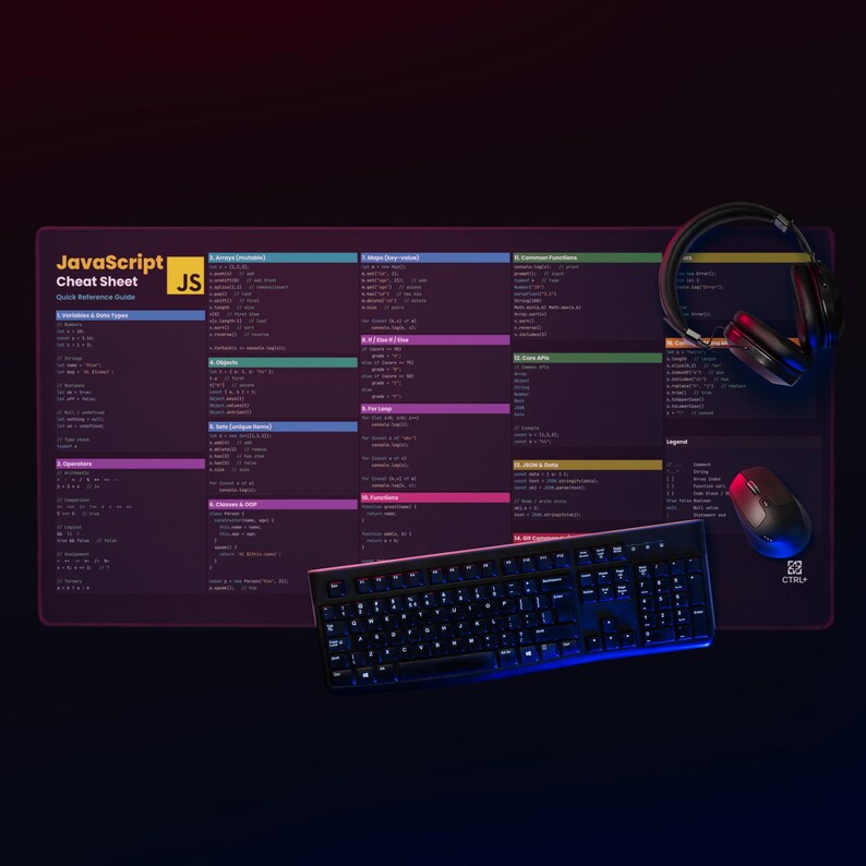 JavaScript cheat sheet mouse mat