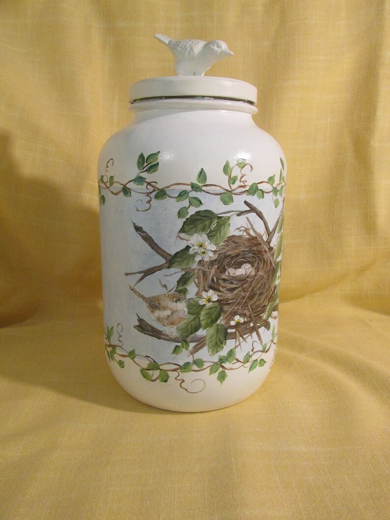 GLASS PAINTED PICKLE Jar/birds nest Etsy