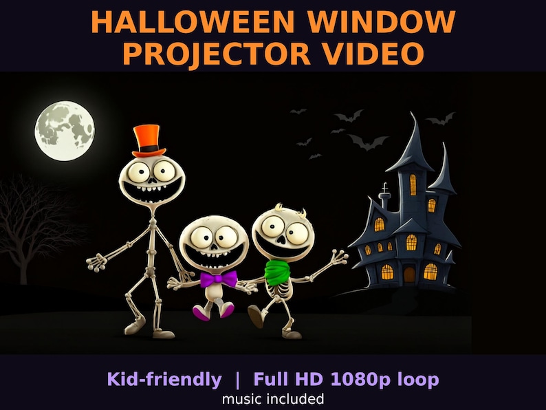 Halloween Window Projection Bundle: Dancing Skeletons, Singing Pumpkins ...