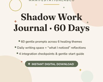 Shadow Work Journal, 60 Day Guided Journaling Prompts, Inner Child Healing Workbook, Self Reflection Therapy Journal PDF