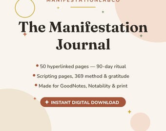 90 Day Manifestation Journal, 369 Method Journal, Scripting Journal, Gratitude Journal, Law of Attraction Planner, Digital