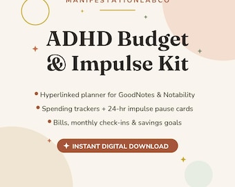 ADHD Budget Planner, Impulse Spending Tracker Digital Planner, Monthly Budget Planner for Adults, GoodNotes Finance