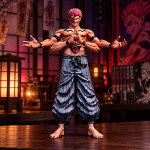 Ryomen Sukuna Jujutsu Kaisen-figur: PVC-samlingsobjekt med fyra armar (32 cm)