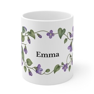 February Birth Flower Mug | Personalized Violet Watercolor Wrap | 11oz image 2