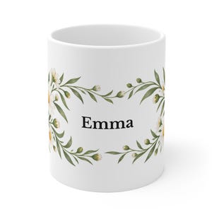 April Birth Flower Mug | Personalized Daisy Watercolor Wrap | 11oz image 2