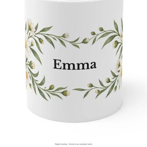 April Birth Flower Mug | Personalized Daisy Watercolor Wrap | 11oz image 8