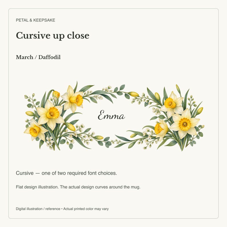 March Birth Flower Mug | Personalized Daffodil Watercolor Wrap | 11oz image 18