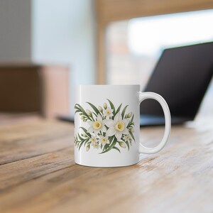 December Birth Flower Mug | Personalized Narcissus Watercolor Wrap | 11oz image 6