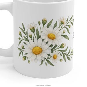 April Birth Flower Mug | Personalized Daisy Watercolor Wrap | 11oz image 7