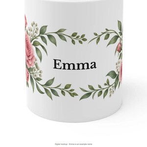 June Birth Flower Mug | Personalized Rose Watercolor Wrap | 11oz image 8