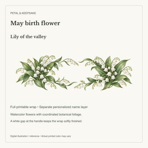 May Birth Flower Mug | Personalized Lily of the valley Watercolor Wrap | 11oz image 15