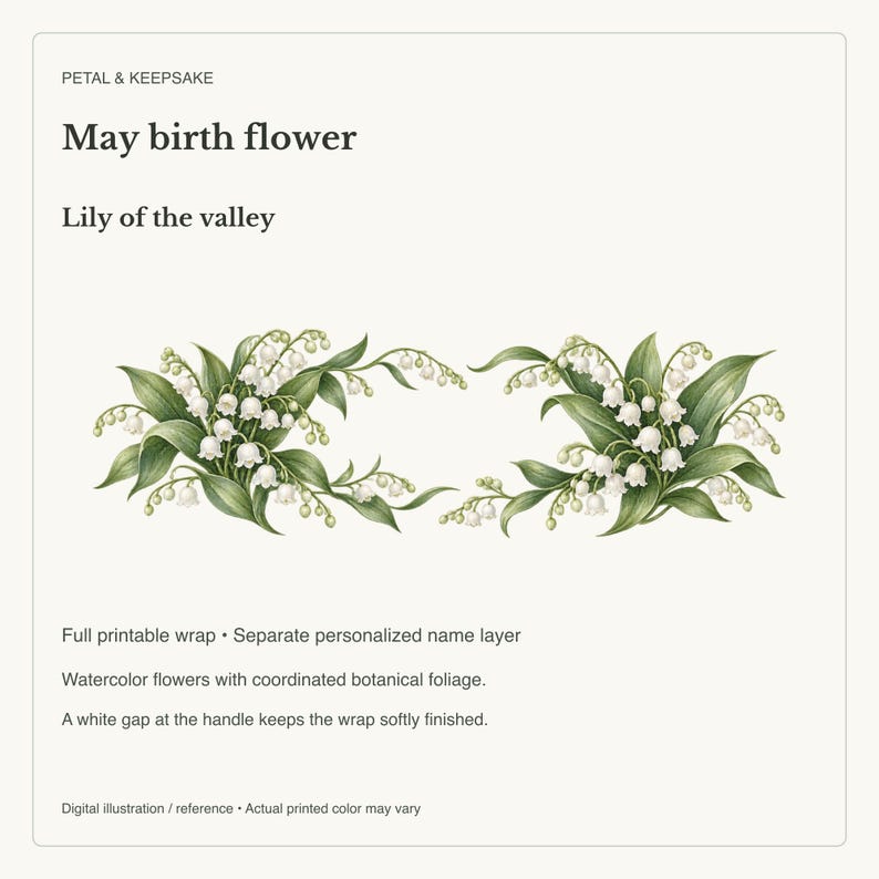 May Birth Flower Mug | Personalized Lily of the valley Watercolor Wrap | 11oz image 15