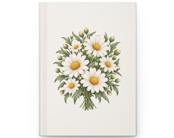 April Birth Flower Journal | Watercolor Daisy | Matte Hardcover Lined Notebook