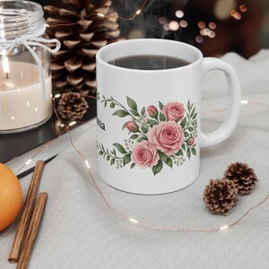June Birth Flower Mug | Personalized Rose Watercolor Wrap | 11oz image 4