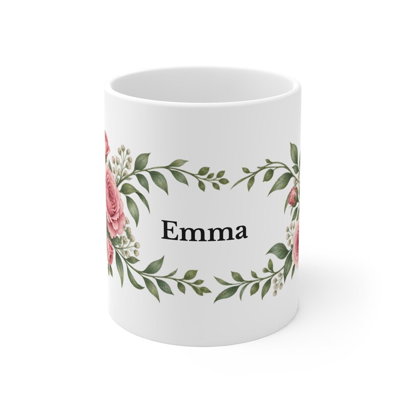 June Birth Flower Mug | Personalized Rose Watercolor Wrap | 11oz image 2
