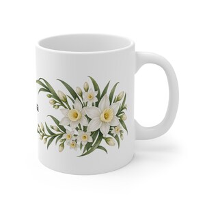 December Birth Flower Mug | Personalized Narcissus Watercolor Wrap | 11oz image 3