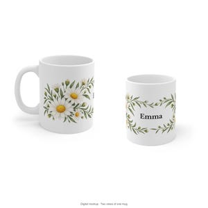 April Birth Flower Mug | Personalized Daisy Watercolor Wrap | 11oz image 10