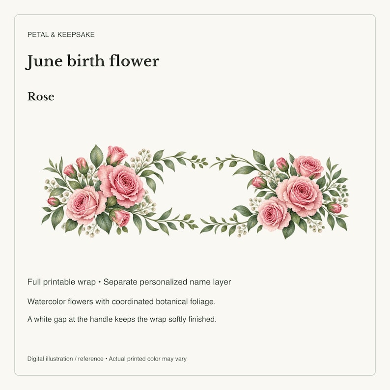 June Birth Flower Mug | Personalized Rose Watercolor Wrap | 11oz image 15