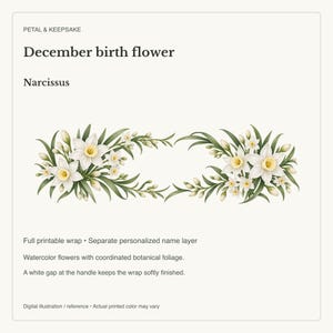 December Birth Flower Mug | Personalized Narcissus Watercolor Wrap | 11oz image 13