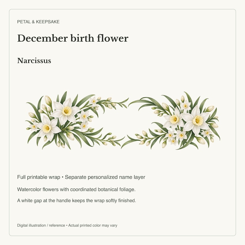 December Birth Flower Mug | Personalized Narcissus Watercolor Wrap | 11oz image 13