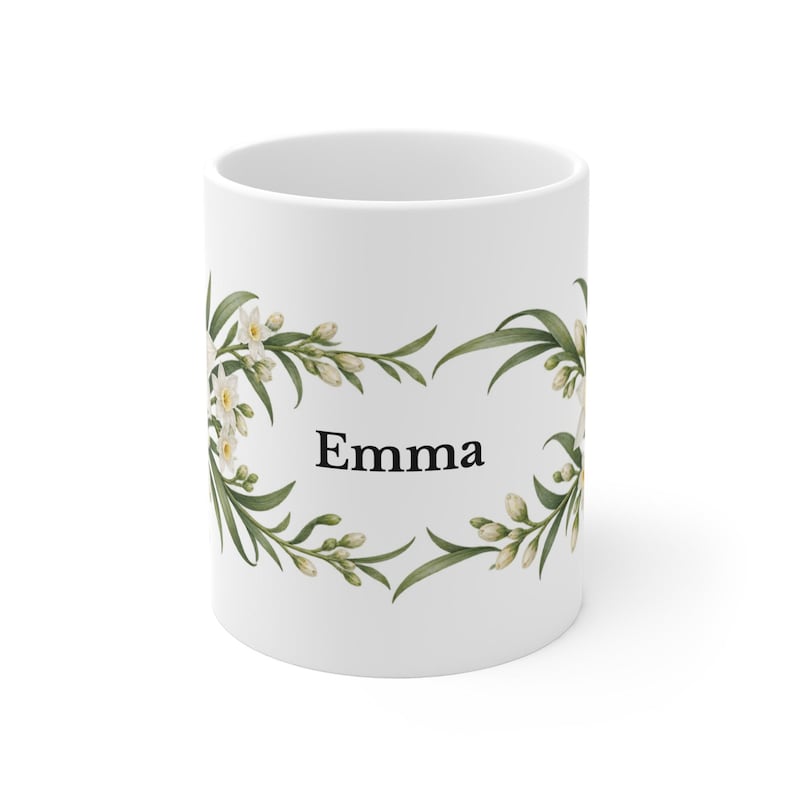 December Birth Flower Mug | Personalized Narcissus Watercolor Wrap | 11oz image 2
