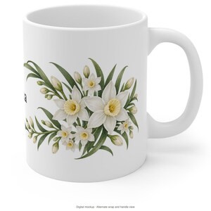 December Birth Flower Mug | Personalized Narcissus Watercolor Wrap | 11oz image 9