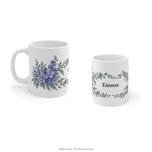 July Birth Flower Mug | Personalized Larkspur Watercolor Wrap | 11oz image 10