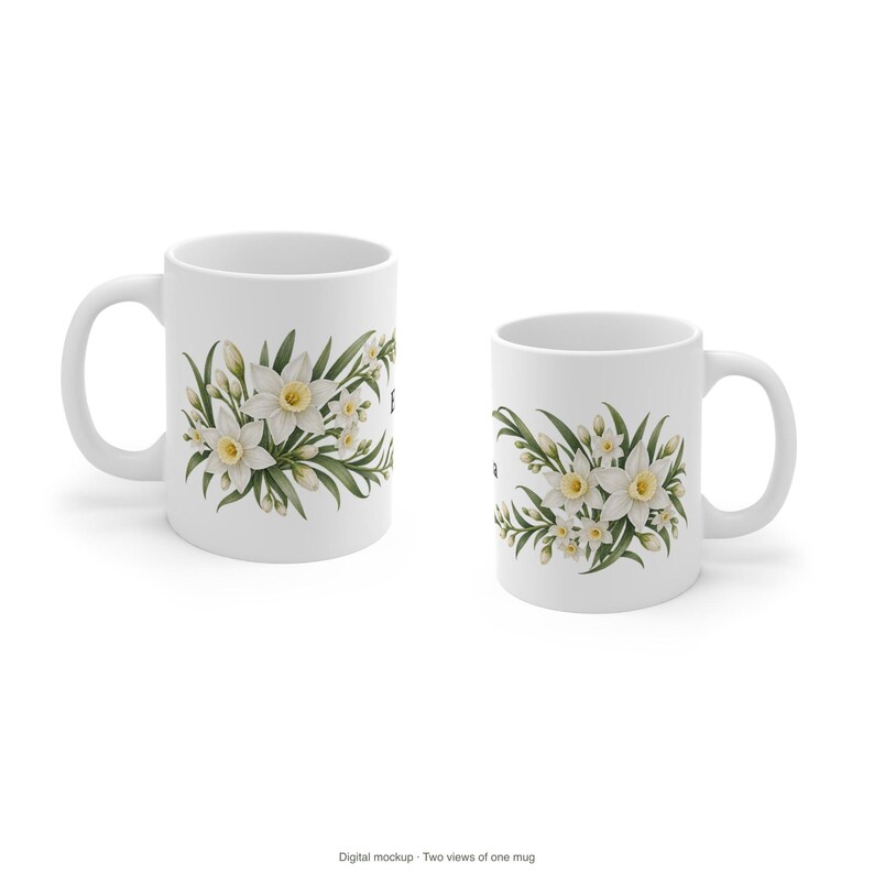 December Birth Flower Mug | Personalized Narcissus Watercolor Wrap | 11oz image 11