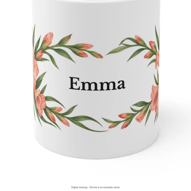 August Birth Flower Mug | Personalized Gladiolus Watercolor Wrap | 11oz image 8