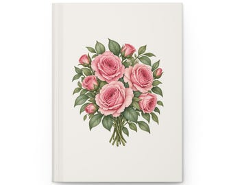 June Birth Flower Journal | Watercolor Rose | Matte Hardcover Lined Notebook