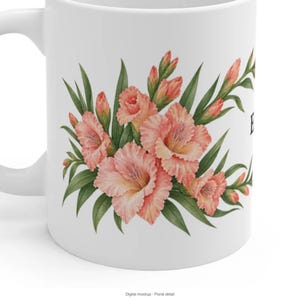 August Birth Flower Mug | Personalized Gladiolus Watercolor Wrap | 11oz image 7