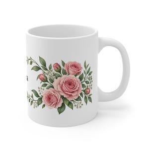 June Birth Flower Mug | Personalized Rose Watercolor Wrap | 11oz image 3