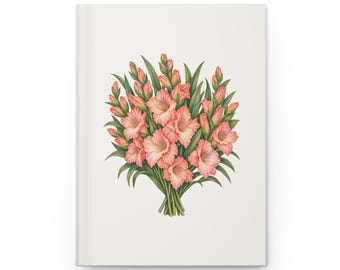 August Birth Flower Journal | Watercolor Gladiolus | Matte Hardcover Lined Notebook