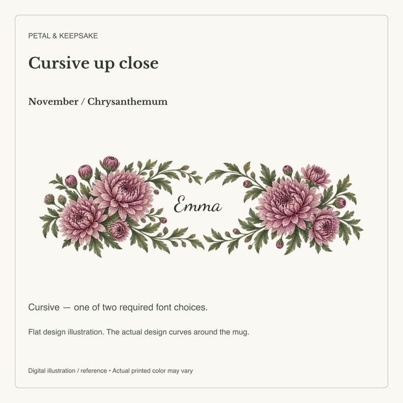 November Birth Flower Mug | Personalized Chrysanthemum Watercolor Wrap | 11oz image 18