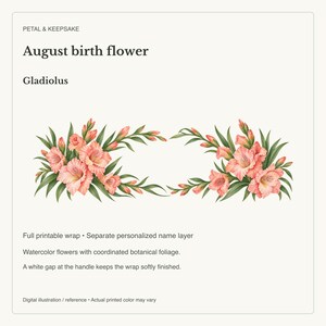 August Birth Flower Mug | Personalized Gladiolus Watercolor Wrap | 11oz image 15