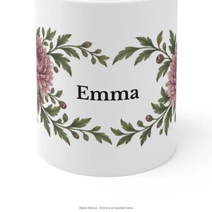 November Birth Flower Mug | Personalized Chrysanthemum Watercolor Wrap | 11oz image 8
